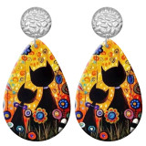 20 styles Cat pattern  Acrylic Painted stainless steel Water drop earrings