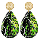 20 styles Colorful branches Artistic pattern  Acrylic Painted stainless steel Water drop earrings