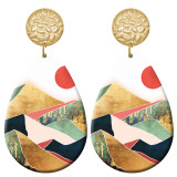 20 styles Sunset Scenery pattern  Acrylic Painted stainless steel Water drop earrings