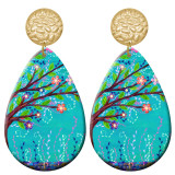 20 styles tree of life pattern  Acrylic Painted stainless steel Water drop earrings