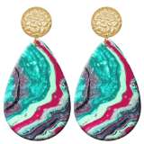 20 styles Colorful Artistic pattern  Acrylic Painted stainless steel Water drop earrings