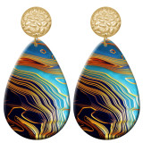 20 styles color Artistic pattern  Acrylic Painted stainless steel Water drop earrings