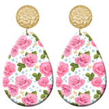 20 styles Pretty Flower pattern  Acrylic Painted stainless steel Water drop earrings