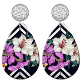 20 styles sunflower Flower pattern  Acrylic Painted stainless steel Water drop earrings