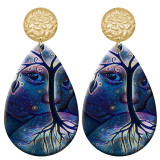 20 styles tree of life pattern  Acrylic Painted stainless steel Water drop earrings