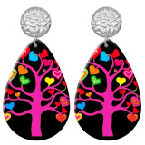 20 styles color tree of life pattern  Acrylic Painted stainless steel Water drop earrings