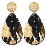 20 styles Golden leaves pattern  Acrylic Painted stainless steel Water drop earrings