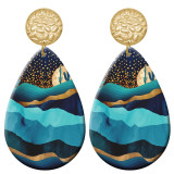 20 styles Sunset Scenery pattern  Acrylic Painted stainless steel Water drop earrings