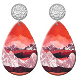 20 styles cactus Sunset Scenery pattern  Acrylic Painted stainless steel Water drop earrings