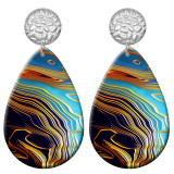 20 styles color Artistic pattern  Acrylic Painted stainless steel Water drop earrings