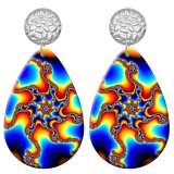20 styles Colorful pattern  Acrylic Painted stainless steel Water drop earrings