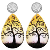 20 styles color tree of life pattern  Acrylic Painted stainless steel Water drop earrings