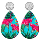 20 styles Pretty Flower pattern  Acrylic Painted stainless steel Water drop earrings