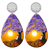 20 styles tree of life pattern  Acrylic Painted stainless steel Water drop earrings