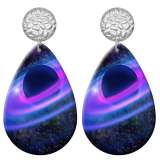 20 styles Colorful starry sky pattern  Acrylic Painted stainless steel Water drop earrings