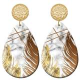 20 styles Golden leaves pattern  Acrylic Painted stainless steel Water drop earrings