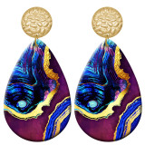 20 styles color Artistic pattern  Acrylic Painted stainless steel Water drop earrings