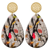 20 styles Colorful branches Artistic pattern  Acrylic Painted stainless steel Water drop earrings