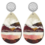 20 styles cactus Sunset Scenery pattern  Acrylic Painted stainless steel Water drop earrings