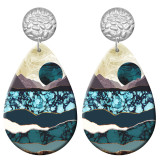 20 styles Sunset Scenery pattern  Acrylic Painted stainless steel Water drop earrings