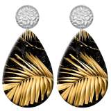 20 styles Golden leaves pattern  Acrylic Painted stainless steel Water drop earrings