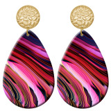 20 styles color Artistic pattern  Acrylic Painted stainless steel Water drop earrings