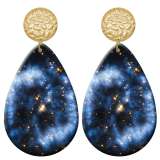 20 styles Colorful starry sky  pattern  Acrylic Painted stainless steel Water drop earrings