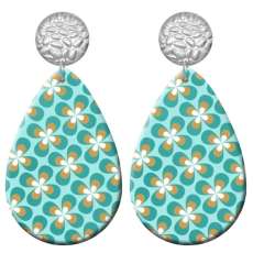 20 styles Blue Flower pattern  Acrylic Painted stainless steel Water drop earrings