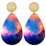 20 styles Colorful starry sky  pattern  Acrylic Painted stainless steel Water drop earrings