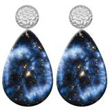 20 styles Colorful starry sky  pattern  Acrylic Painted stainless steel Water drop earrings