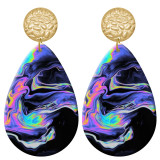 20 styles Artistic pattern  Acrylic Painted stainless steel Water drop earrings