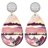 20 styles cactus Sunset Scenery pattern  Acrylic Painted stainless steel Water drop earrings