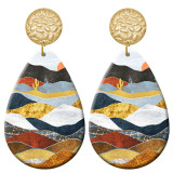 20 styles Sunset Scenery pattern  Acrylic Painted stainless steel Water drop earrings