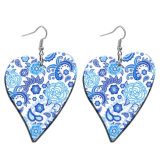 10 styles love Blue Flower pattern  Acrylic  stainless steel two-sided Painted Heart earrings