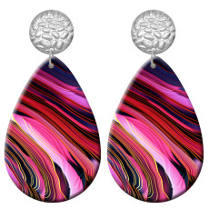 20 styles color Artistic pattern  Acrylic Painted stainless steel Water drop earrings