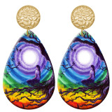 20 styles tree of life pattern  Acrylic Painted stainless steel Water drop earrings