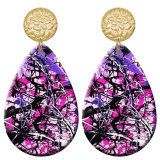 20 styles Colorful branches Artistic pattern  Acrylic Painted stainless steel Water drop earrings