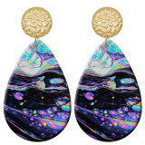 20 styles Artistic pattern  Acrylic Painted stainless steel Water drop earrings