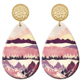 20 styles cactus Sunset Scenery pattern  Acrylic Painted stainless steel Water drop earrings