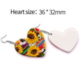 10 styles love resin Cartoon Flower pattern stainless steel Painted Heart earrings