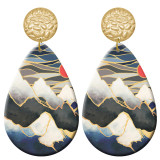 20 styles Sunset Scenery pattern  Acrylic Painted stainless steel Water drop earrings