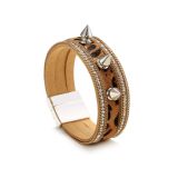 Leopard print bracelet with magnetic clasp Bohemian Halloween exaggerated bullet head street leather bracelet