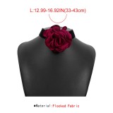 Rose Flocked Fabric Necklace Bracelet