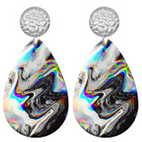 20 styles Artistic pattern  Acrylic Painted stainless steel Water drop earrings