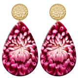 20 styles sunflower Flower pattern  Acrylic Painted stainless steel Water drop earrings