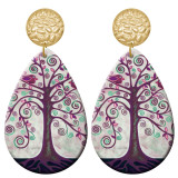 20 styles tree of life pattern  Acrylic Painted stainless steel Water drop earrings