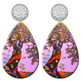 20 styles tree of life pattern  Acrylic Painted stainless steel Water drop earrings