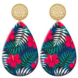 20 styles sunflower Flower pattern  Acrylic Painted stainless steel Water drop earrings