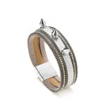 Leopard print bracelet with magnetic clasp Bohemian Halloween exaggerated bullet head street leather bracelet
