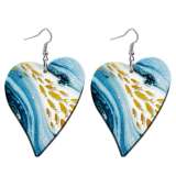 10 styles love Blue Artistic pattern  Acrylic  stainless steel two-sided Painted Heart earrings